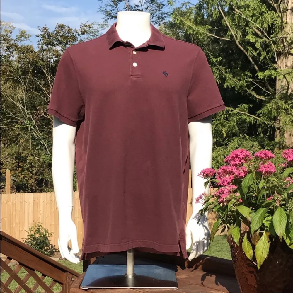 Abercrombie & Fitch Polo Shirt Mens XL Burgundy Relaxed Fit